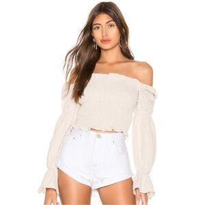 Off the shoulder smocked top